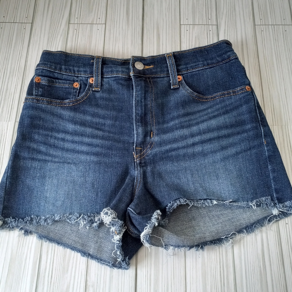 Levi's High Rise Frayed Denim Shorts